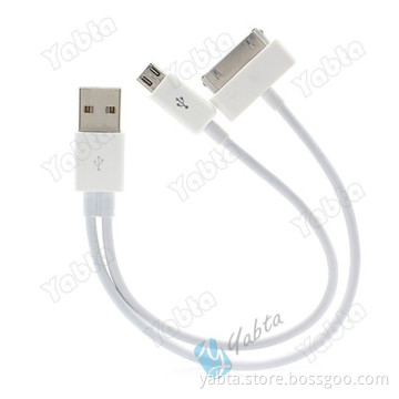 Short 30 Pin + Lightn 2 In 1 Cable For Iphone 4 5